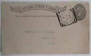 1895 Halifax postal card wholesaler to grocer client - Christmas food