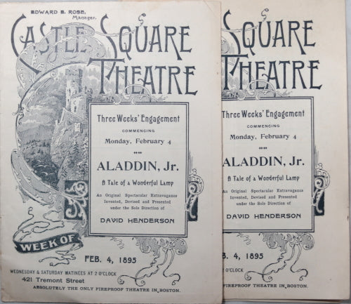 1895 two Boston Theatre programs for Aladdin, Jr.