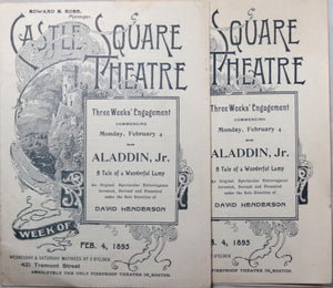 1895 two Boston Theatre programs for Aladdin, Jr.