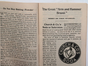 1895 pamphlet recipes Arm & Hammer 'Book of Valuable Receipts' 
