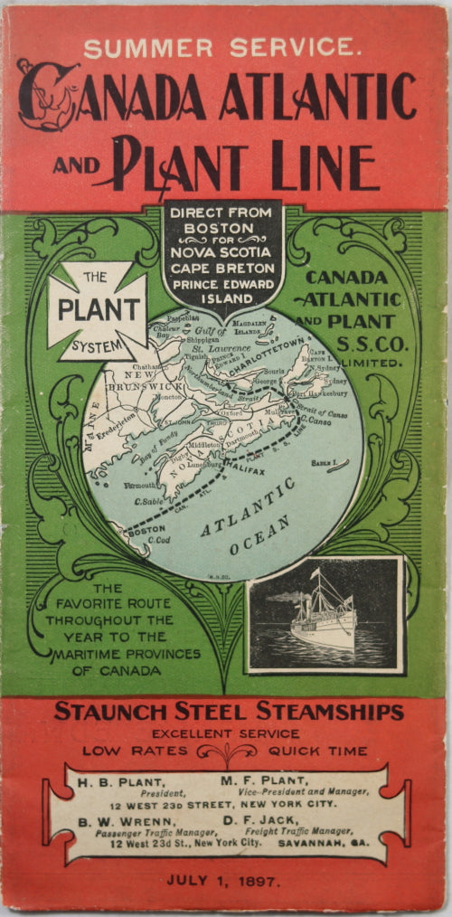 1897 pamphlet Canada Atlantic & Plant Steamship Line – Summer Service