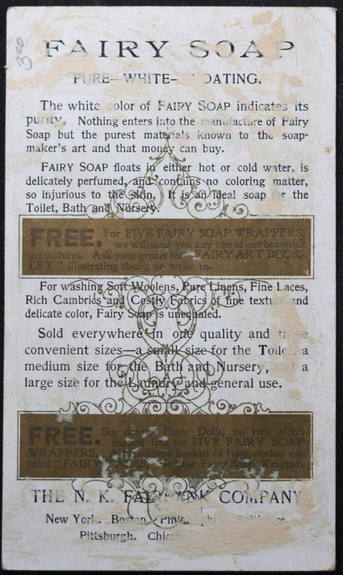 1898 Advertising card for Fairbanks Fairy Soap (USA)
