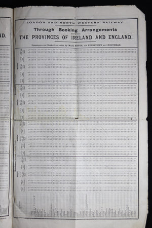 1898 Rail Schedule for London and North Western Railway