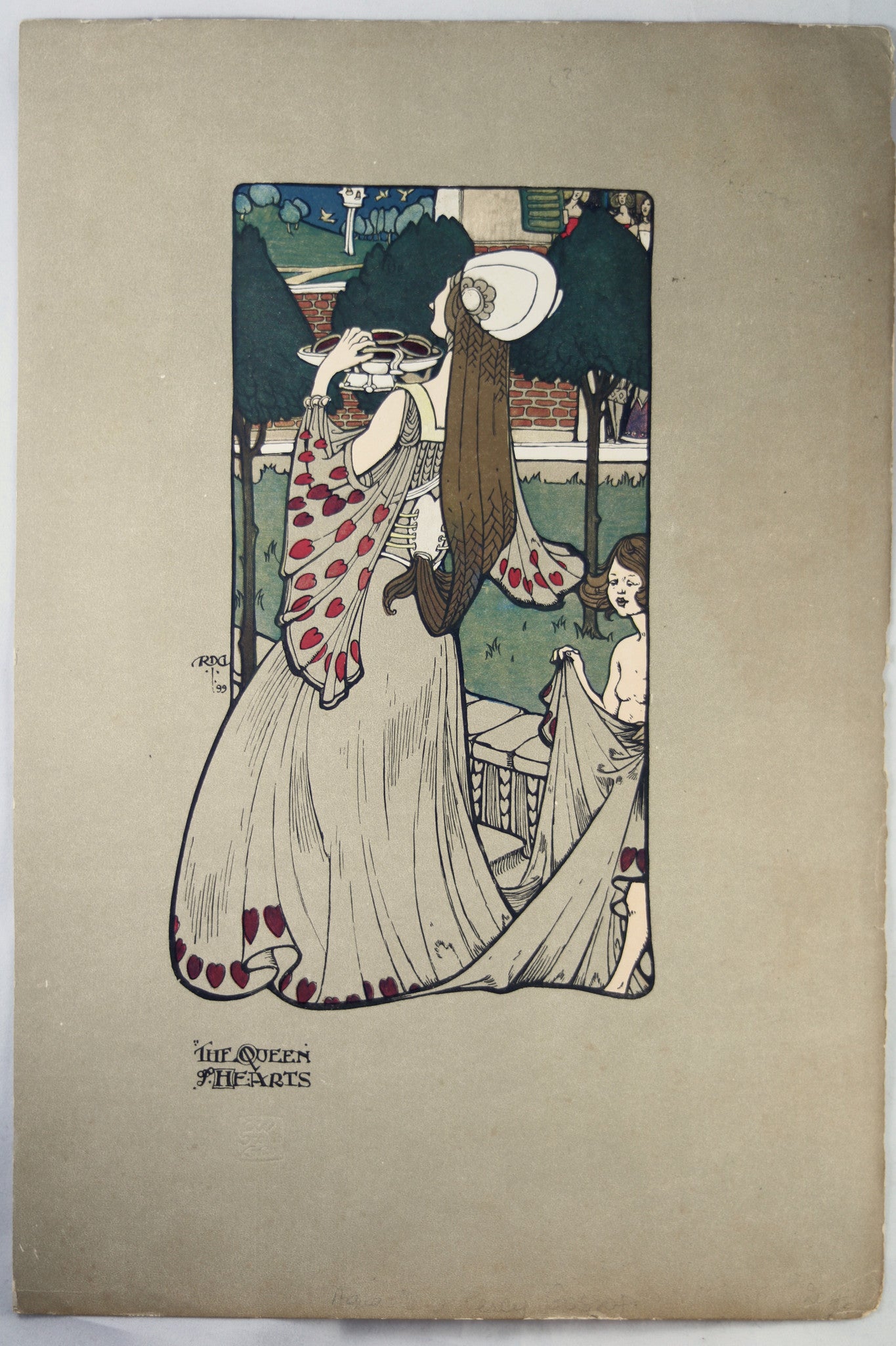 1899 book plate by Percy Gossop The Queen of Hearts”
