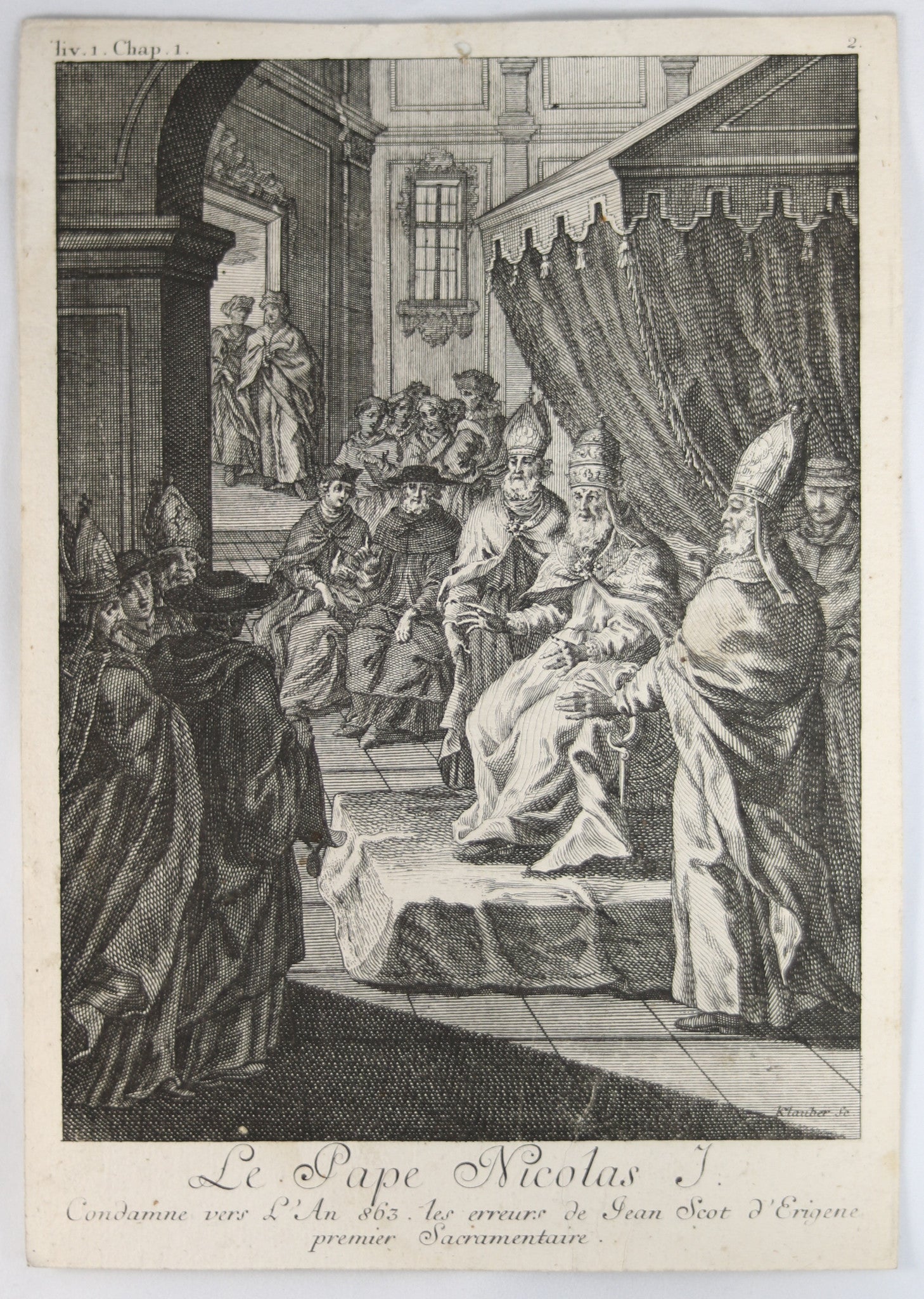 18th Century engraving of Pope Nicholas I by Klauber