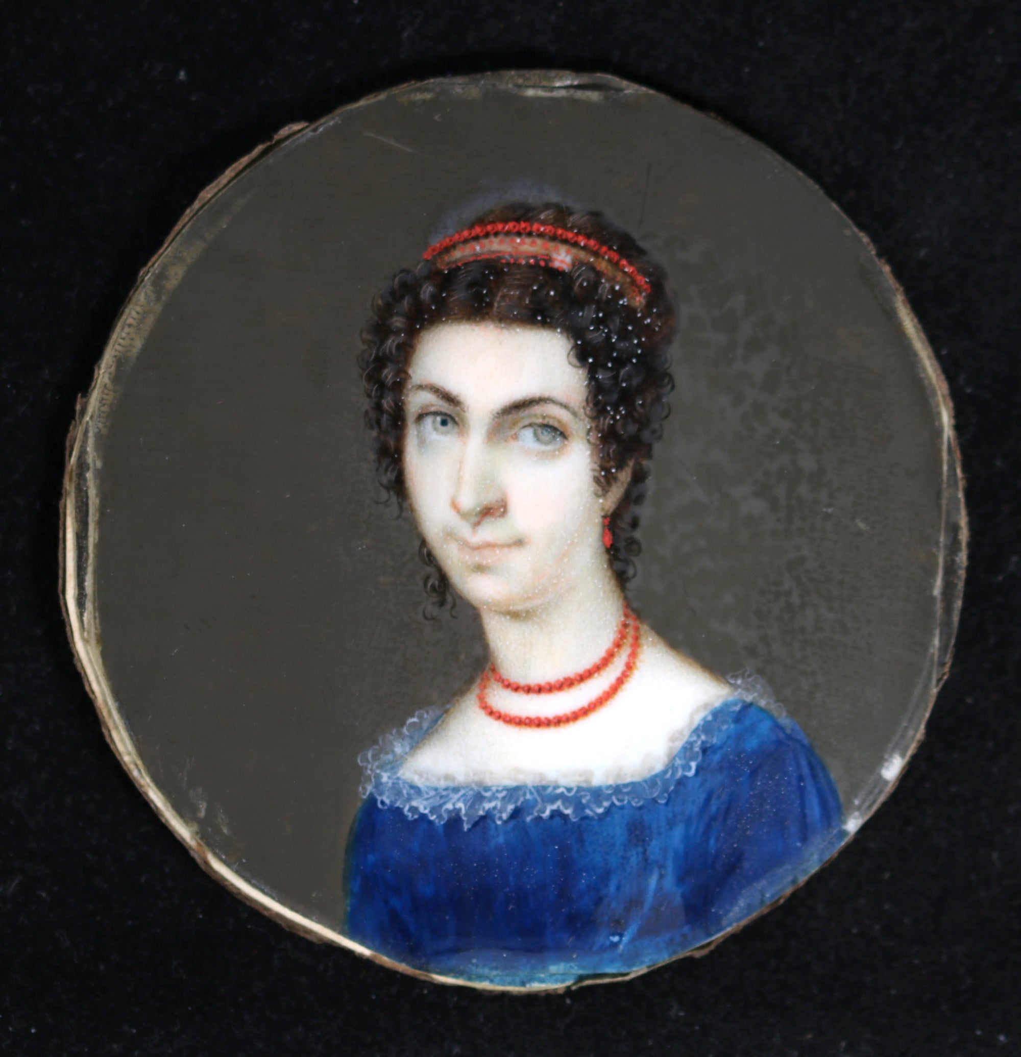 18th miniature portrait of noble lady (France?)