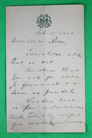 1900 - Letter from Canadian Member of Parliament