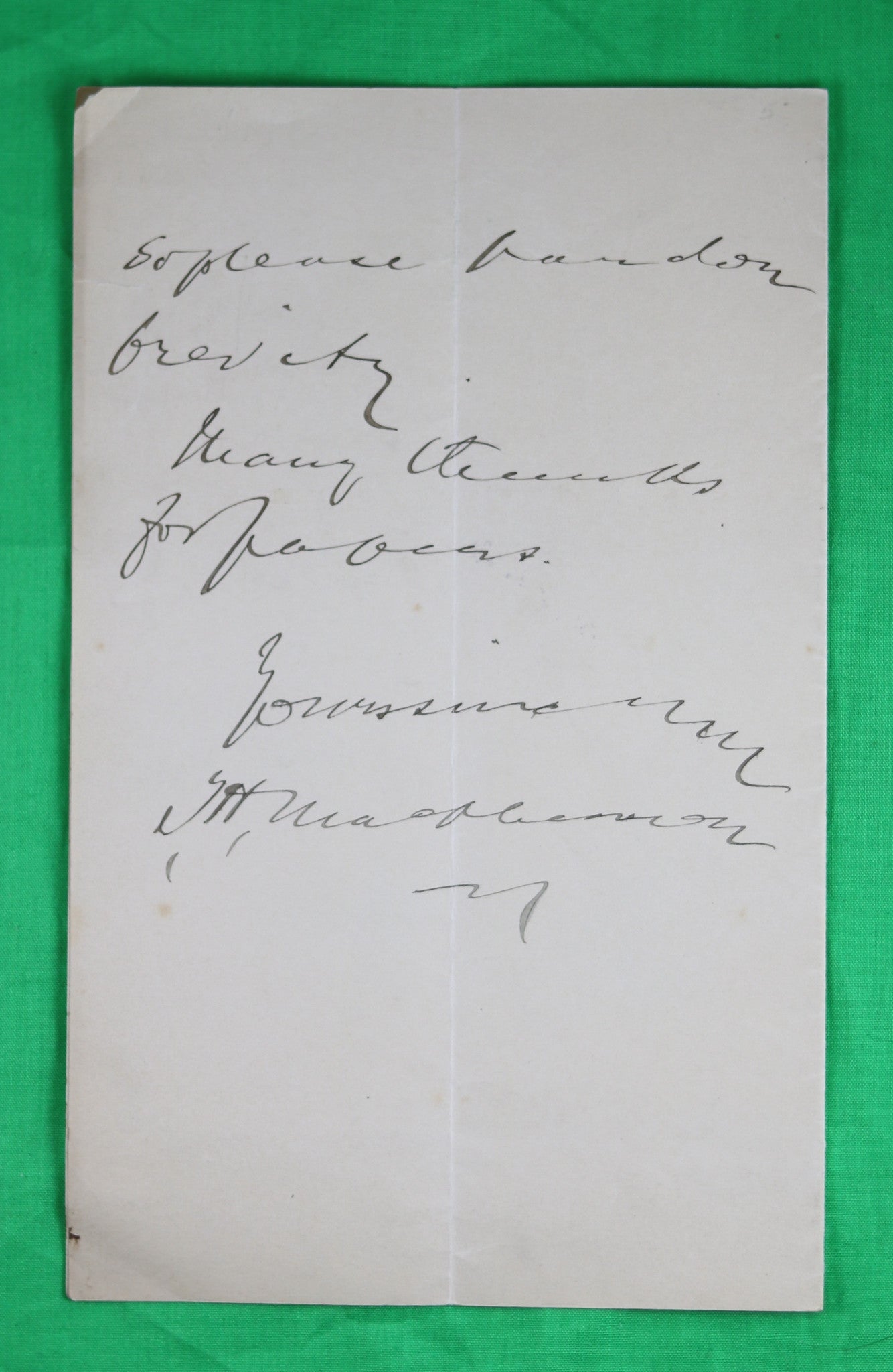 1900 - Letter from Canadian Member of Parliament