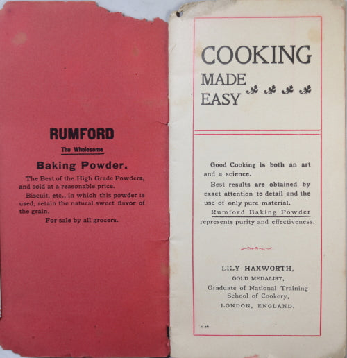 1900 ‘Cooking made Easy’ by Lily Haxworth, Rumford Baking Powder 1900 ‘Cooking made Easy’ by Lily Haxworth, Rumford Baking Powder