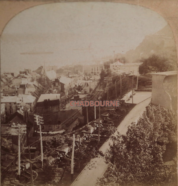 1901 Quebec City stereoscopic photo Dufferin Terr. Chateau Frontenac