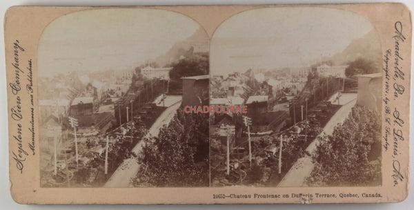 1901 Quebec City stereoscopic photo Dufferin Terr. Chateau Frontenac
