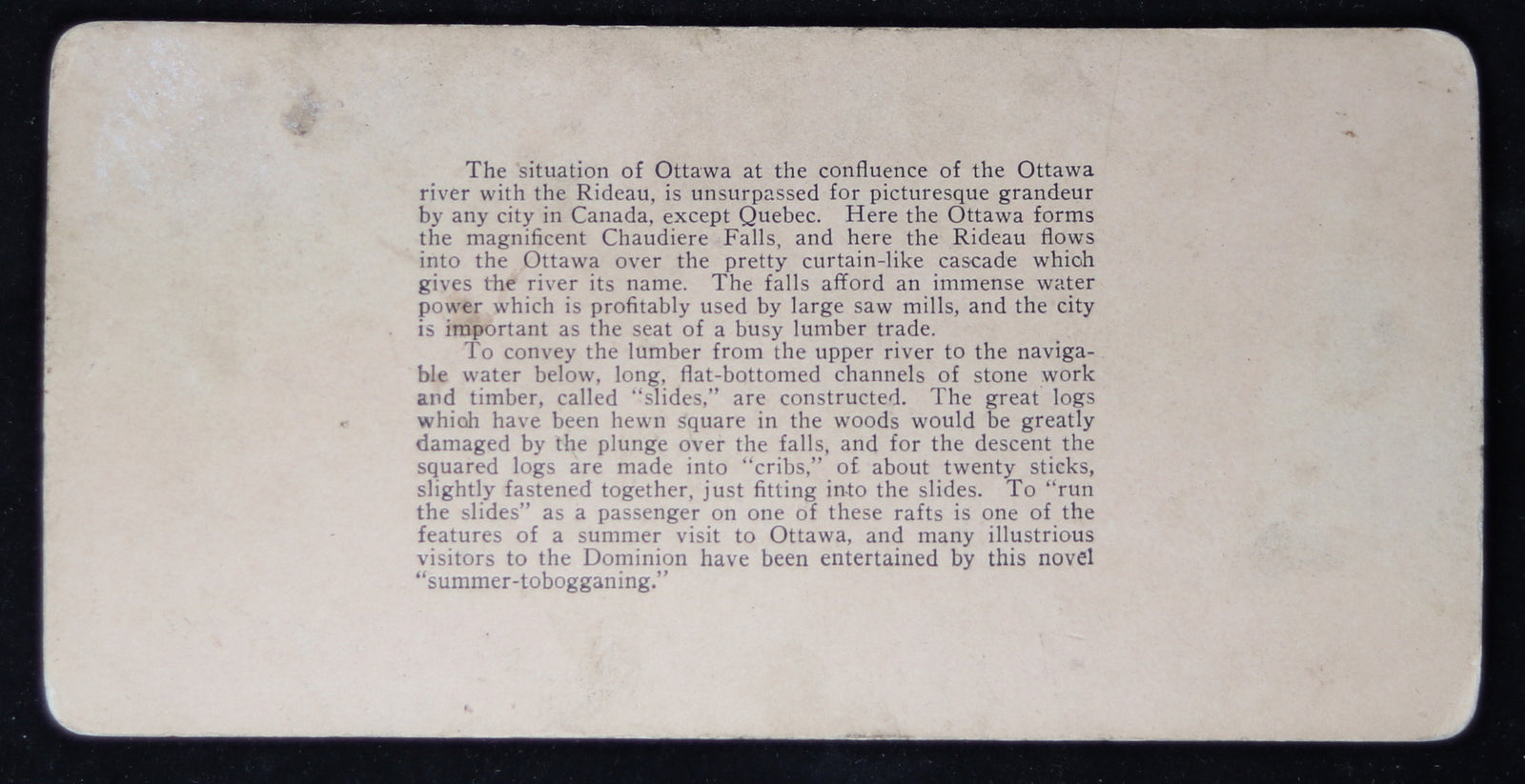 1901 Ottawa stereoscopic view ‘Royal Party board ‘Crib’ after trip through timber slides’