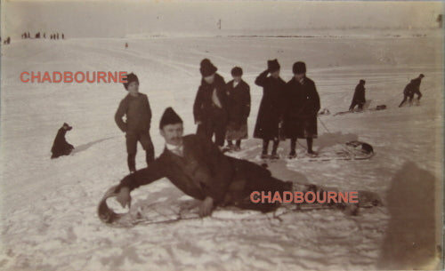 1901 set of three Newfoundland outdoor winter pictures (dog sled)