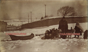 1901 set of three Newfoundland outdoor winter pictures (dog sled)