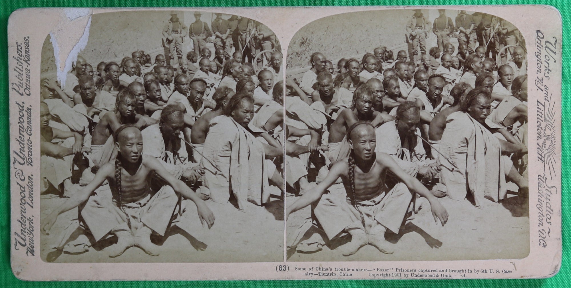 1901 stereoscopic photo – 6th US Cavalry prisoners Boxer Rebellion