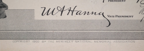 1902 Certificate of contribution to McKinley National Memorial Assn.
