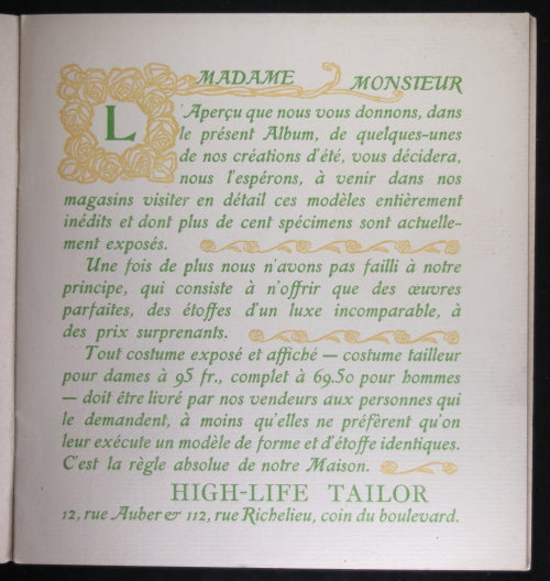 1902 Paris catalogue mode ‘High-Life Tailor’ illustrations Art Nouveau