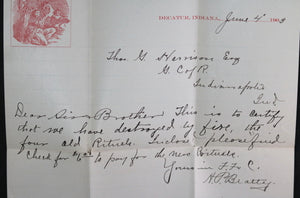 1903 Indianapolis letter Improved Order Red Men, Pocotaligo Tribe #203