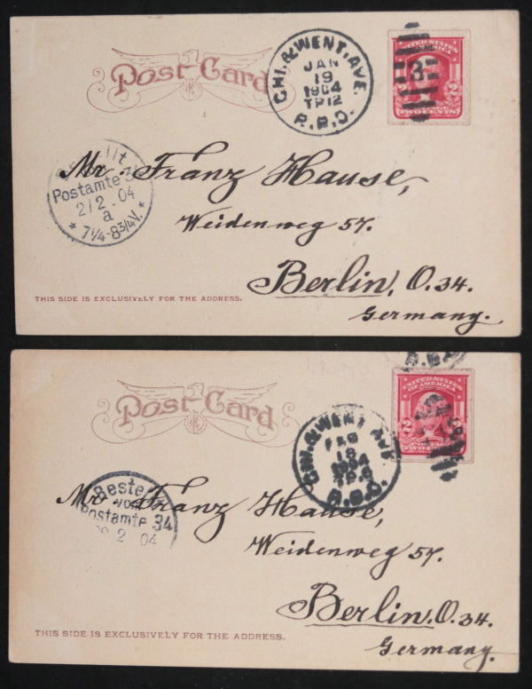 1903 USA two postcards deadly fire at Iroquois Theatre Chicago Illinois