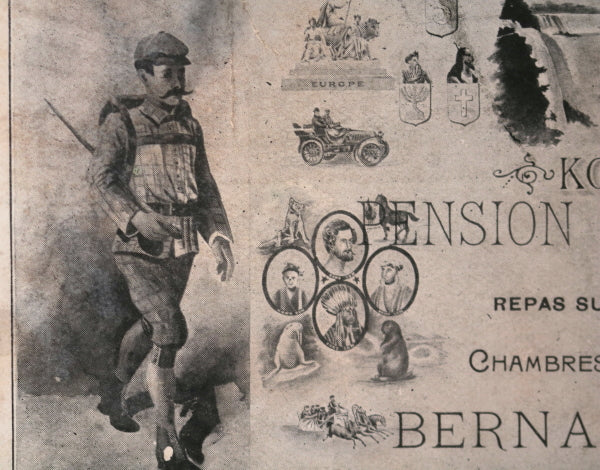 1903 advertising postcard for French boarding house in Boston