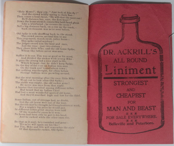 1904 Belleville Ontario pamphlet ‘Poems of the Turf’ Dr. D.H. Ackrill 1904 Belleville Ontario pamphlet ‘Poems of the Turf’ Dr. D.H. Ackrill