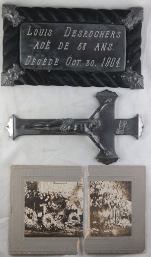 1904 Canada coffin plaque, cross and photo (Louis Descrochers)