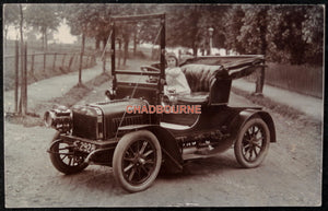 1904 UK photo postcard young girl in Swift two-seater automobile