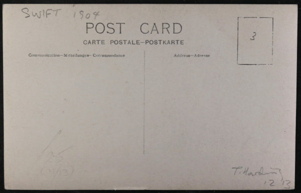 1904 UK photo postcard young girl in Swift two-seater automobile