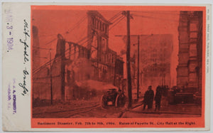 1904 postcard ruins Baltimore Fire February 7-9th Fayette St-City Hall