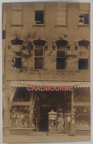 1906 Elmira NY photo postcard entrance of Woolworth 5 & 10 cent store