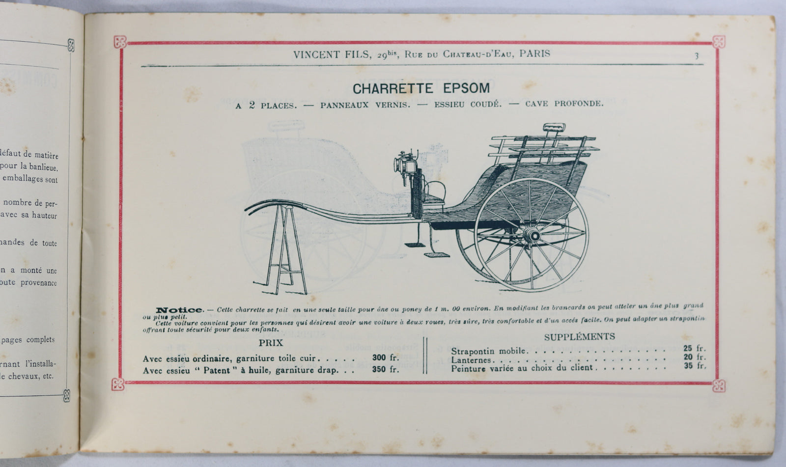  @1900 catalogue voitures atelées Maison Vincent Fils (Paris) 