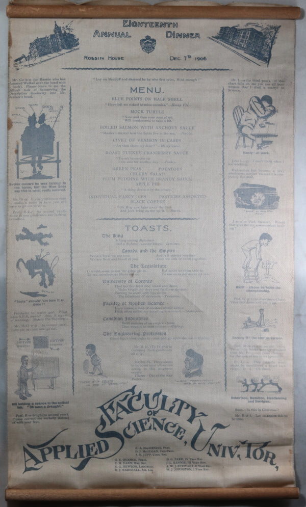 1906 fancy menu for dinner,  Faculty of Engineering University of Toronto