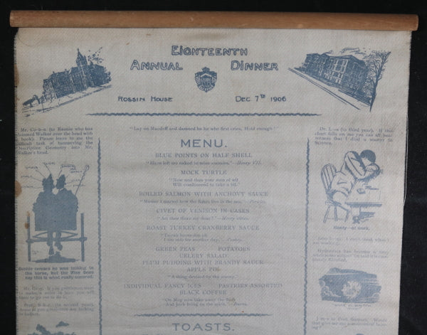1906 fancy menu for dinner,  Faculty of Engineering University of Toronto