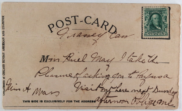 1906 illustrated postcard with hidden serpent image Chicago