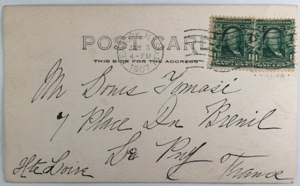 1907 NYC photo postcard auto in Bronx Park, African-American chauffeur