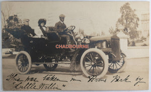 1907 NYC photo postcard auto in Bronx Park, African-American chauffeur