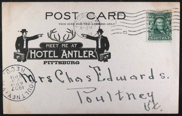 1907 Pittsburgh postcard, Three Rivers & ballpark during Great Flood