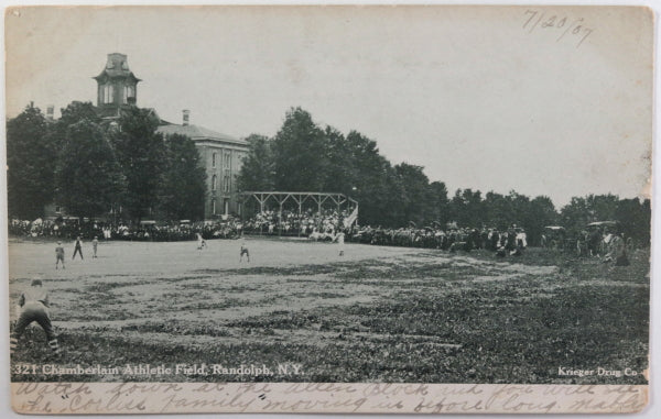 1907 USA postcard baseball game Chamberlain Field Randolph NY