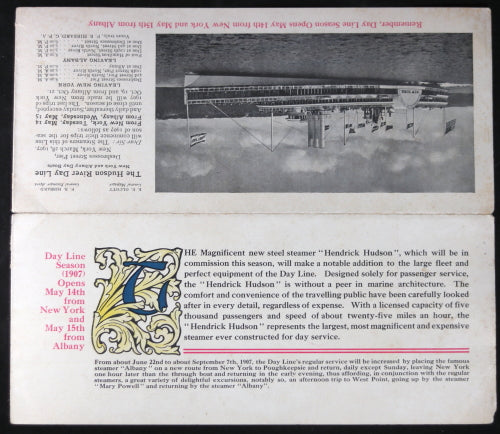 1907 Hudson River Day Line steamer ‘Hendrick Hudson’ image & timetable