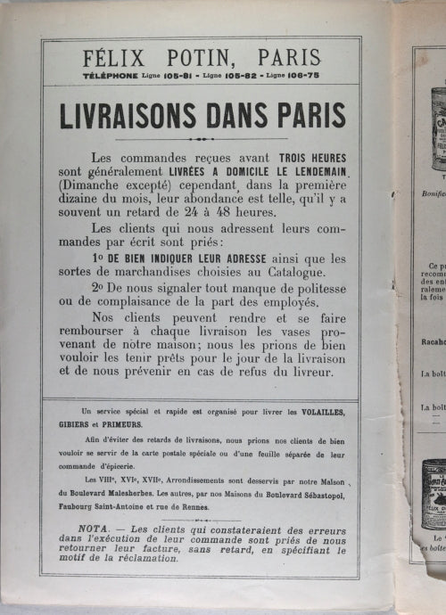 1907 Paris catalogue épicier Félix Potin