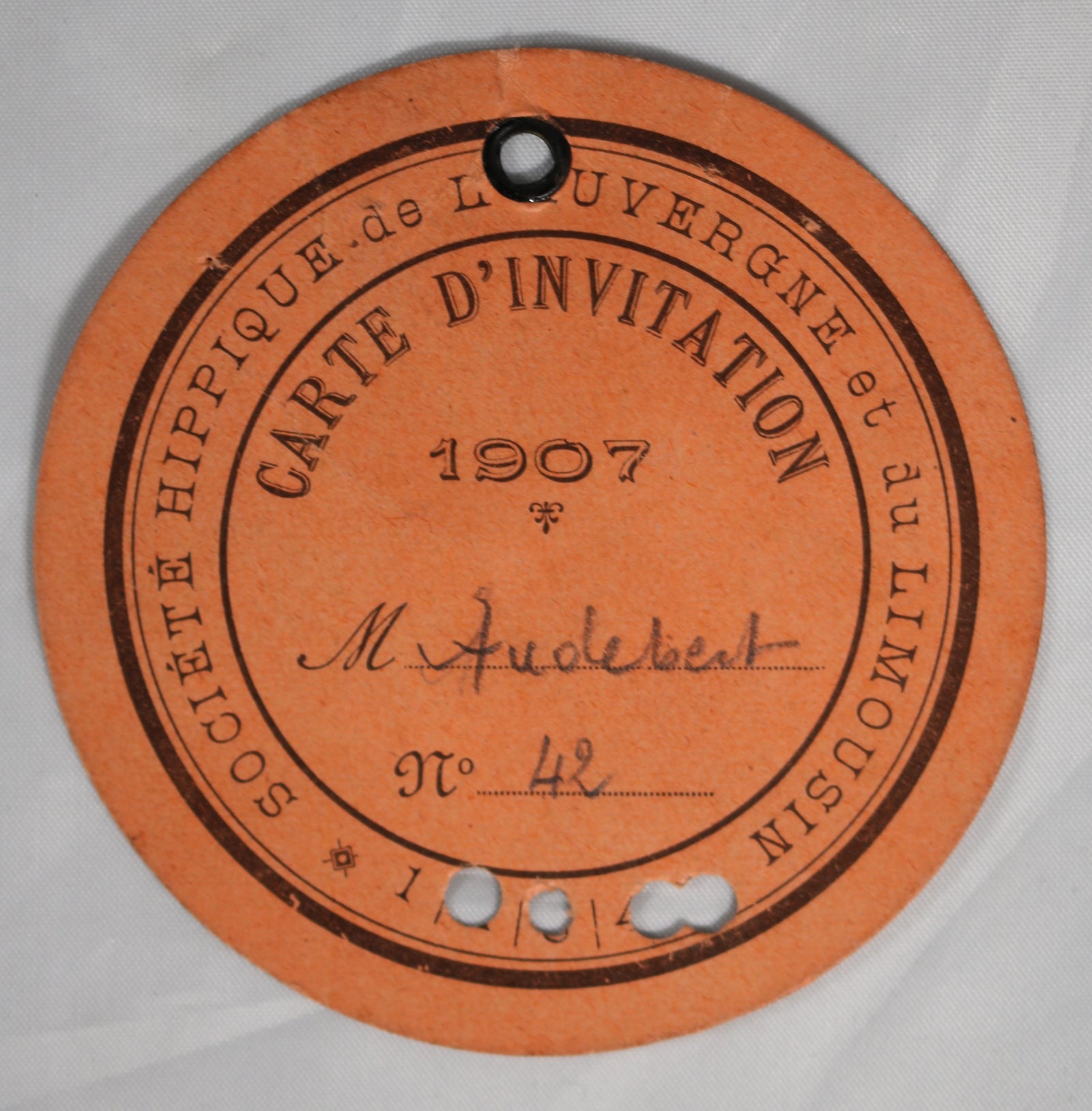 1906/7 cartes d’invitation Société Hippique Auvergne et Limousin