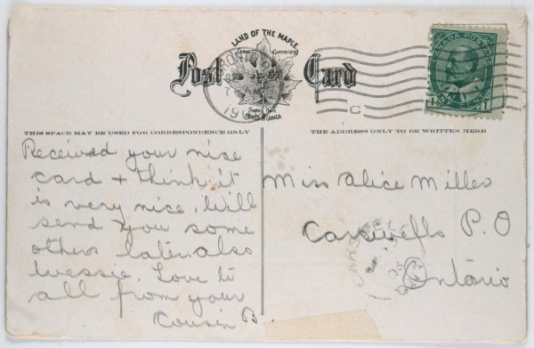 1908-1909  two patriotic postcards with Toronto views, Canada