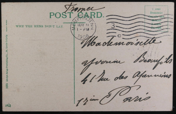 1908 Black Americana postcard, African American man eating eggs
