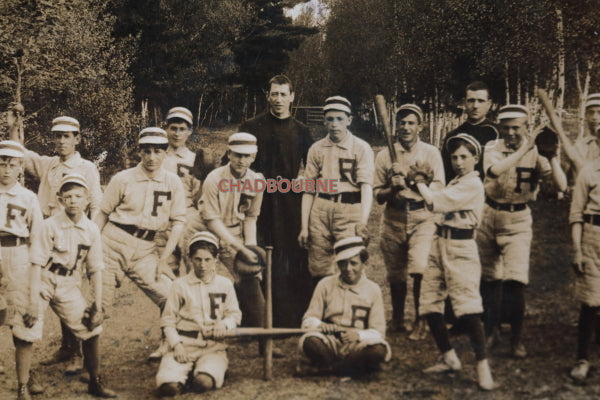 1908 Drummondville Québec carte postale photo équipe baseball garçons