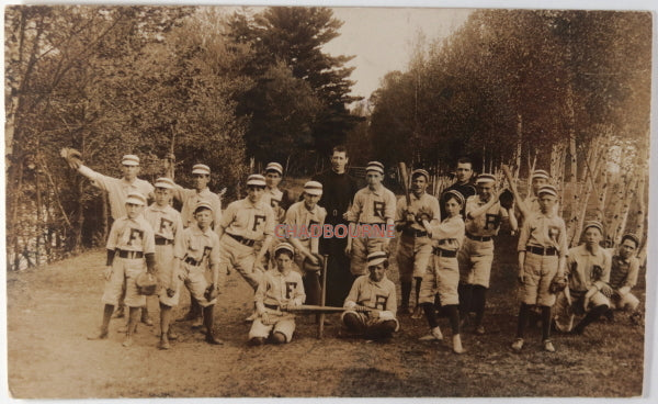 1908 Drummondville Québec carte postale photo équipe baseball garçons