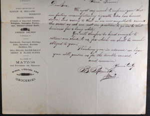 1908 Montreal letter from Ram & Co. cigarette tube factory burned down