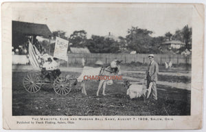 1908 USA photo Elks and Masons mascots at baseball game Salem OH