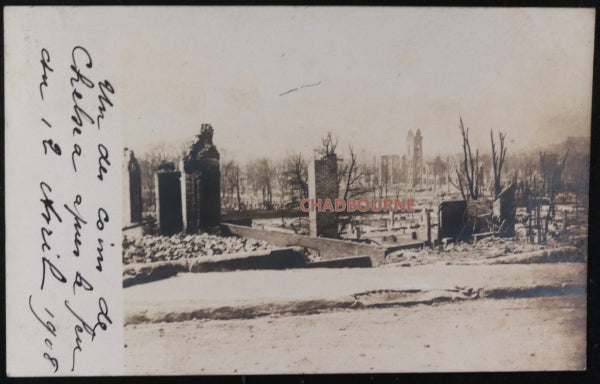 1908 USA photo postcard of aftermath Great Fire Chelsea MA