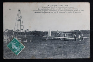 @1908 CP France photo l’Aéroplane Wright et son pylône de lancement