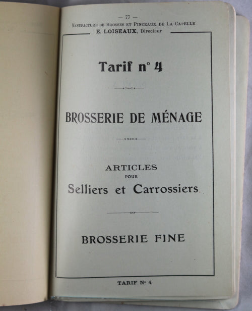 1908 Paris catalogue E. Loiseaux – Brosses et Pinceaux 1908 Paris catalogue E. Loiseaux – Brosses et Pinceaux